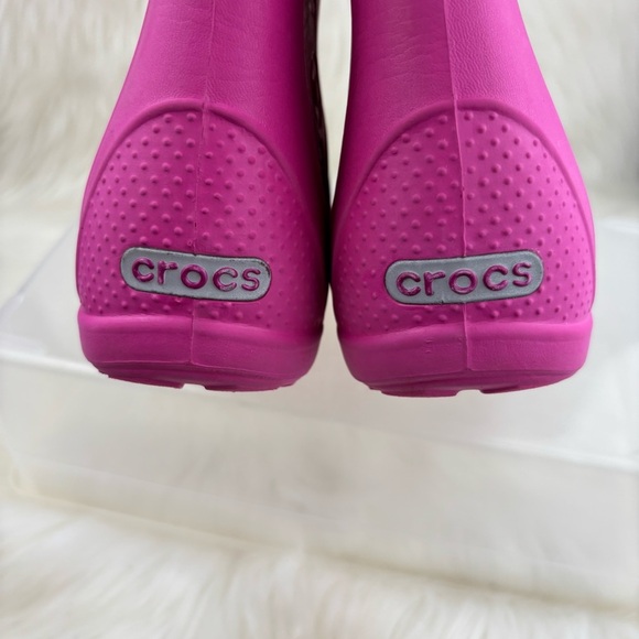 CROCS Vibrant Pink Kids Rain Boots Size C10 - Picture 7 of 9